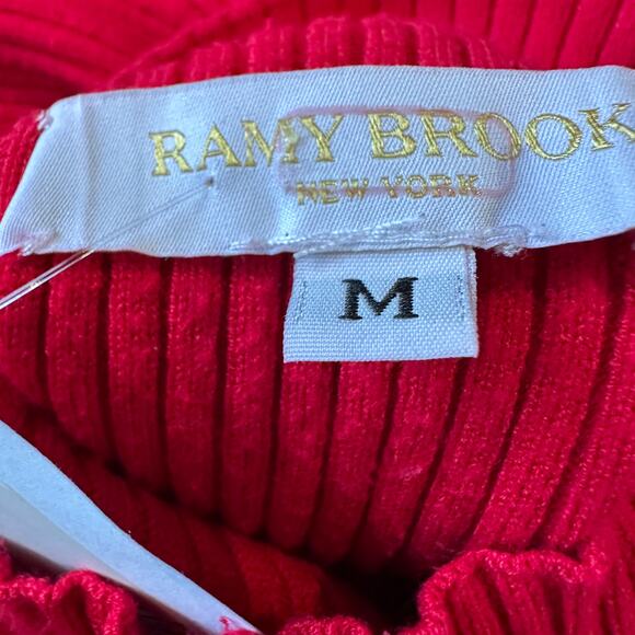 Ramy Brook Red Mini Knit Dress MEDIUM Ribbed Work Bodycon Backless Designer $400 - Picture 8 of 10